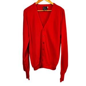 Vintage Men's Shop JC Penney Red Sweater Cardigan Button Long Sleeve LG Tall